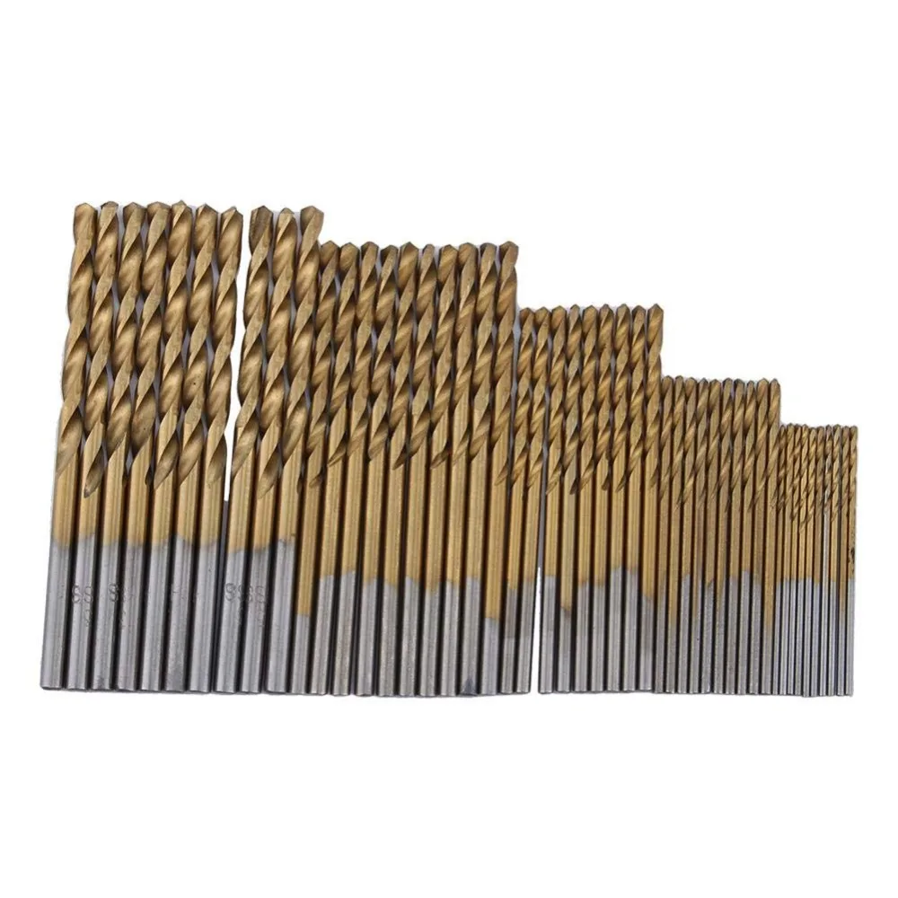 drill bit set 50pc titanium plated twist drill set 1-3mm small drill bit electric drilling set DIY woodworking drilling and opening tool