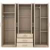 Large Wardrobe Closet 6 Doors, 70.9" W Wooden Wardrobe Cabinet with Big Drawers, Bedroom Armoire Dresser Wardrobe Clothes Organi 6