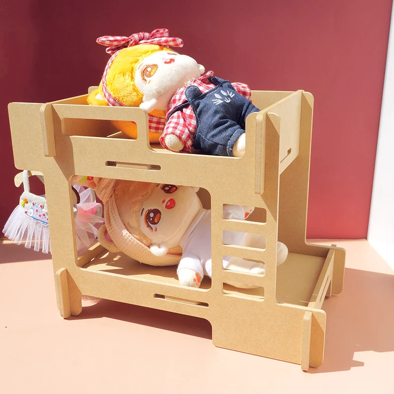 Wood Doll Bed For 20cm Dolls Detachable Bed Model Blyth OB11 BJD Dollhouse Furniture Lol Accessories Children Play House Toys kids baby boy girl bucket hat protective face shield cover detachable mask anti saliva dustproof printed children sun hat cap