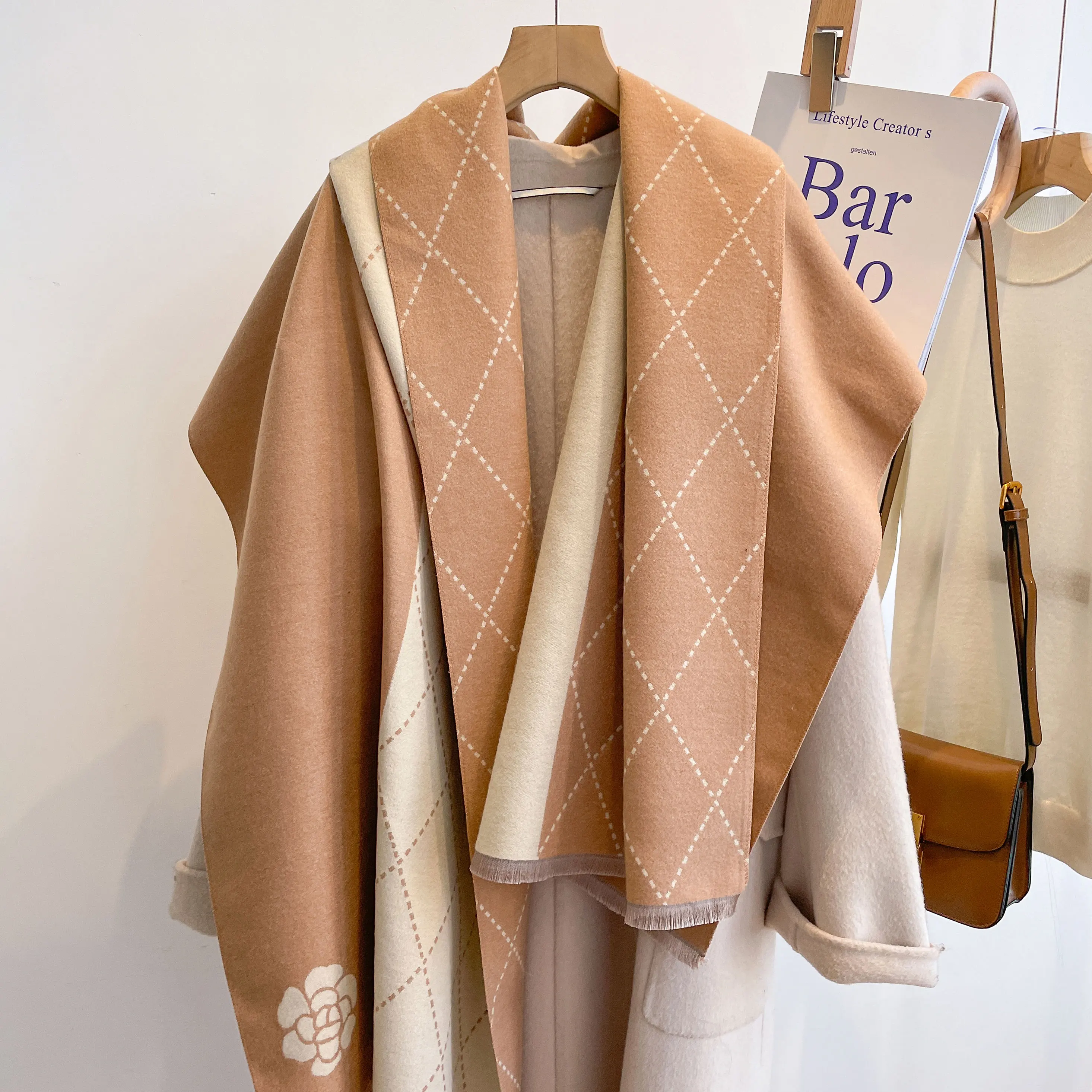 2023 مصمم الكشمير وشاح المرأة الشتاء شال ويلتف الح...