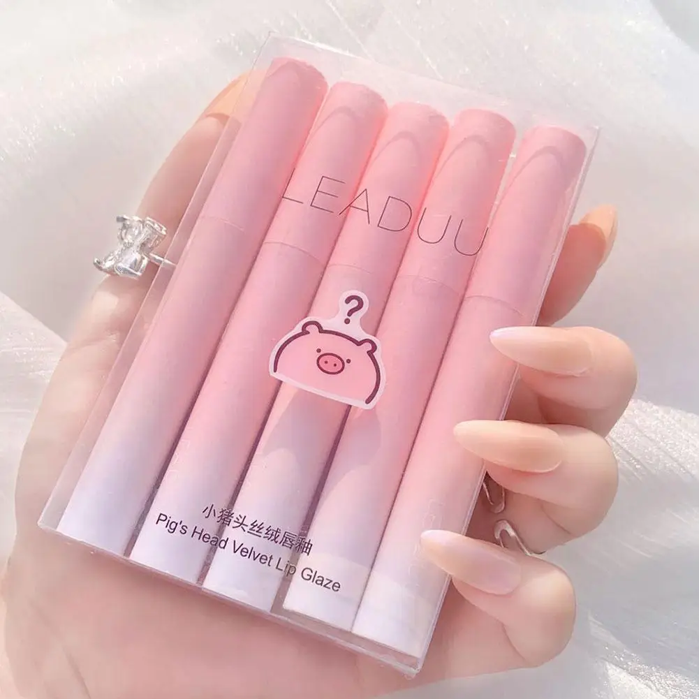 Description Picture 3 of item5 Colors/kits Matte Lipstick Set Long Lasting Waterproof Non-Stick Cup Lip Glaze Not Easy To Fade Cute Lip Tint Cosmetic Makeup