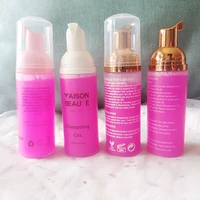 Custom Eyelash Extension Shampoo Pink Foam Kit 60ML Supply Cleanser For Makeup Remover Tools Glue Lash With Brush Women 2