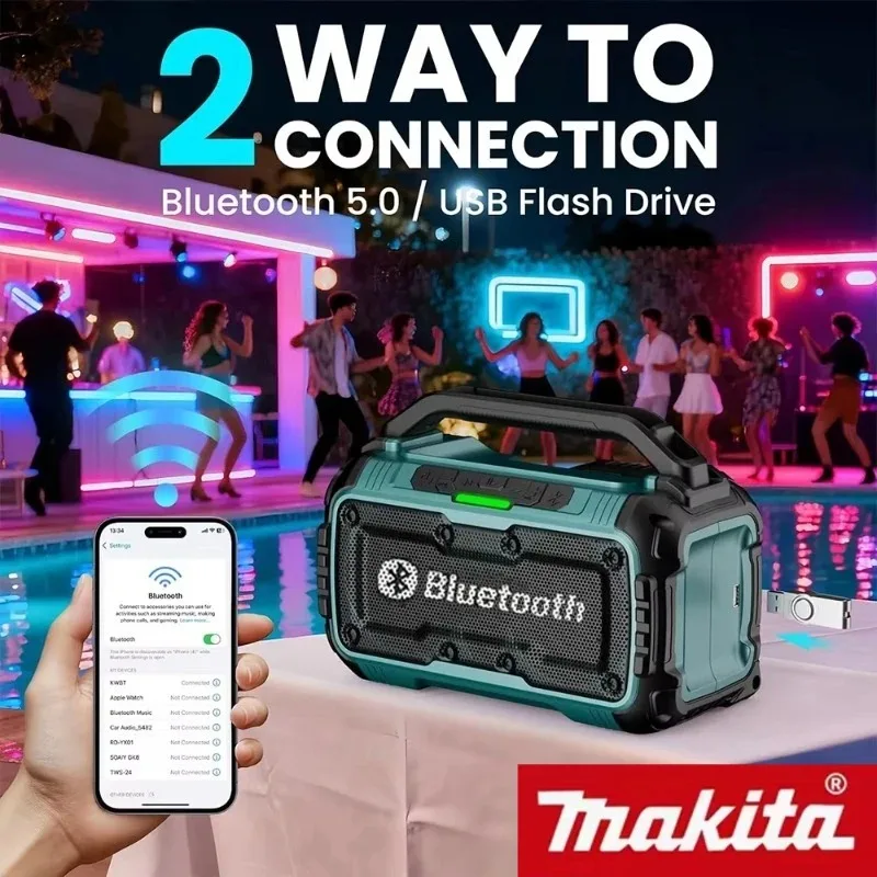 무선 블루투스 스피커 휴대용 서라운드 스피커 Makita 18V 배터리용 듀얼 채널 서브우퍼 라우드스피커(배터리 없음)