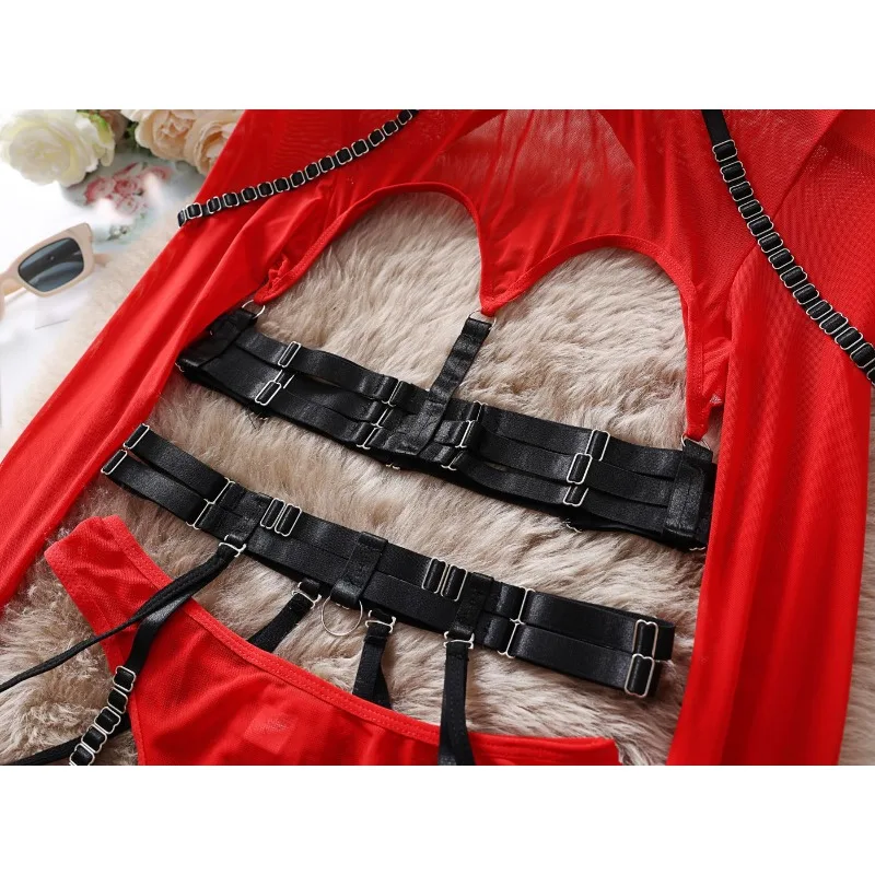 strappy mesh lingerie set styling