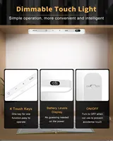 WILLED Motion Sensor Cabinet Light Battery Display 60 LED Touch Light Bar Wireless Rechargeable Battery Night Light 2