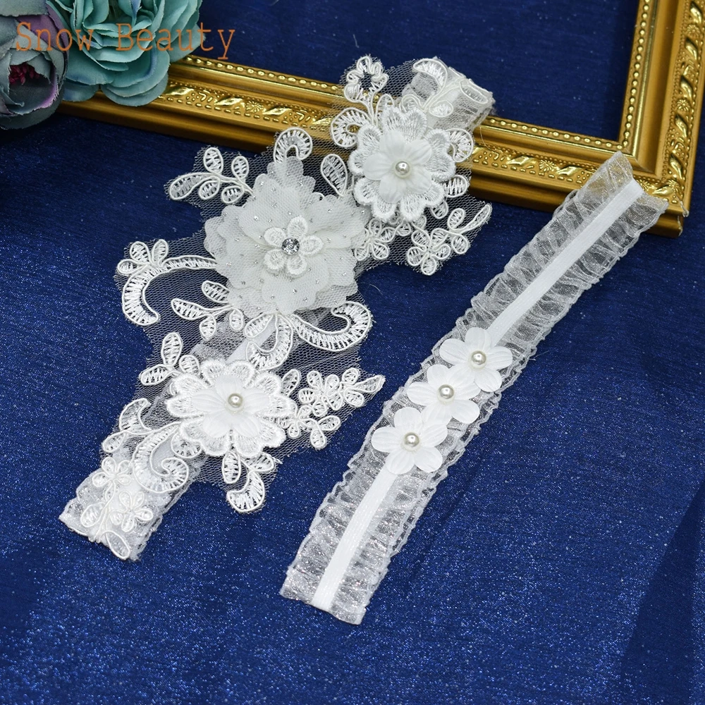 K05 Bridal Lace Floral Leg Ring Loop Wedding Garter Belt Lace Belt Legs Ring Women/Female/Bride Thigh Elastic Leg Garter