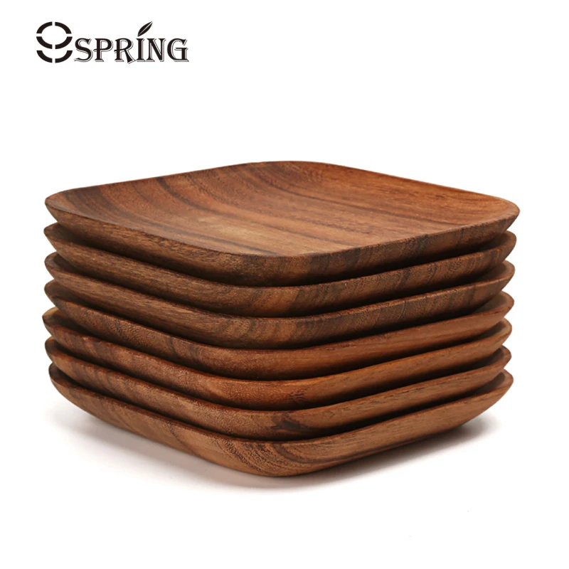 2Pcs Acacia Wood Plates Square Wooden Snack Plate Cake Dessert Fruit  Serving Small Sushi Food Dishes Plate Set Wooden Tableware - AliExpress