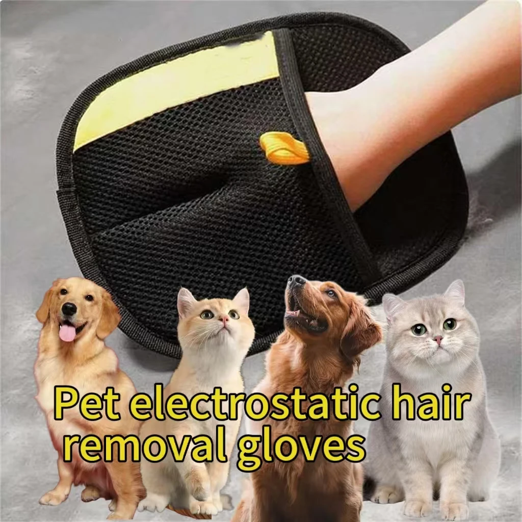 Pet Static Hair Removal Gloves Two Way Brush Hair Remover Sticking Tool Cat Gloves Cat Removal Comb Dual purpose