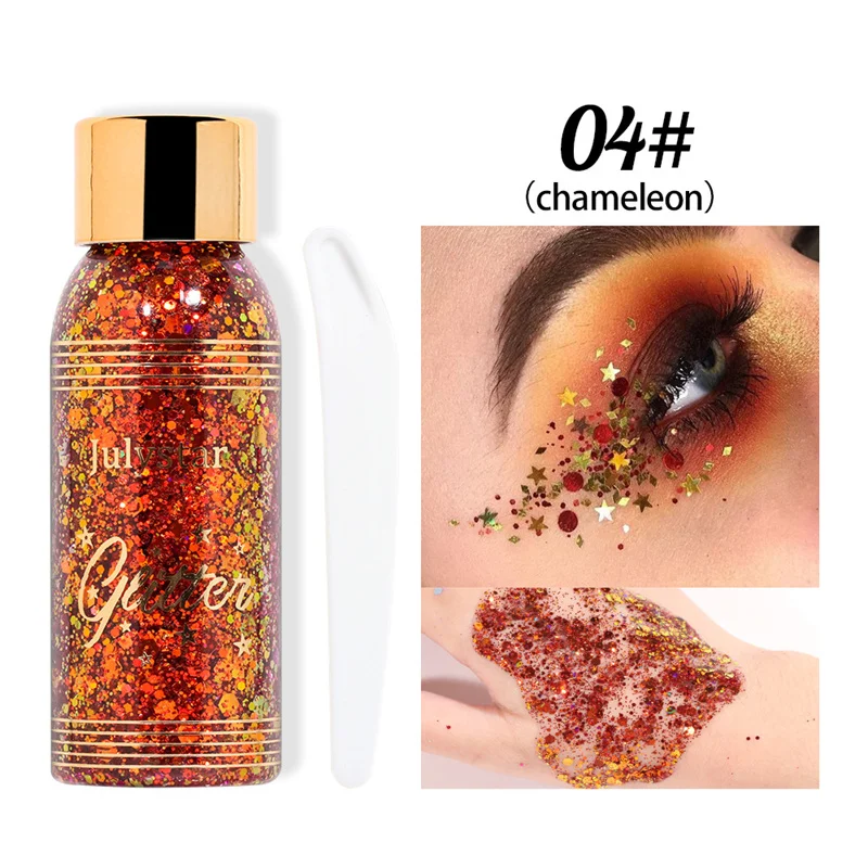 With Smear Spoon Multifunctional Eye Glitter Nail Hair Body Face Glitter Gel Art Flash Loose Sequins Cream Festival Glitter Deco 4