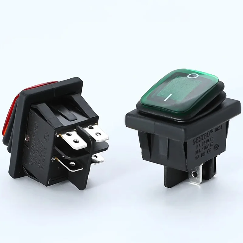 KCD4 Switch Heavy Duty 16A 250VAC 30x22mm Waterproof Rocker Push Switch T85 IP65 4pin DPDT ON OFF 12V 220V LED
