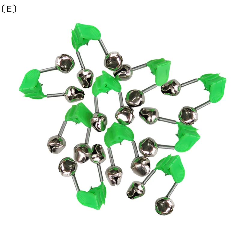 10 pièces alarmes de touche pour canne à pêche avec cloches et pinces ABS résistantes