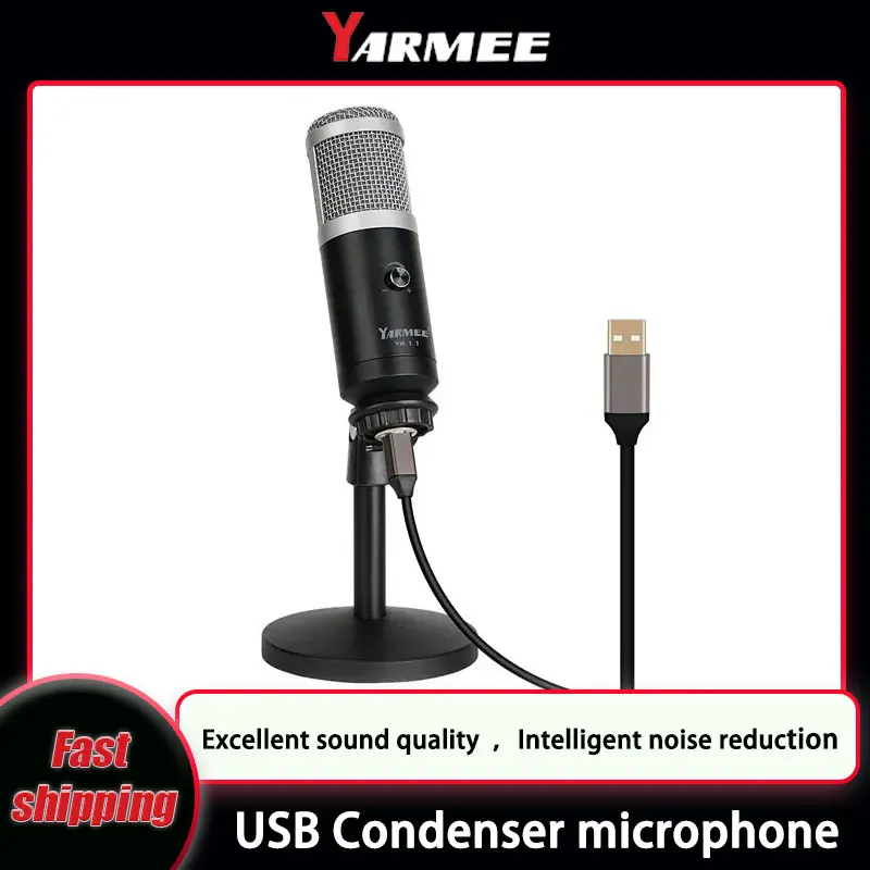 

Профессиональный конденсаторный USB-микрофон YARMEE для ПК, компьютера, ноутбука, игровой микрофон, динамик для записи видео, пения, потокового видео для YouTube