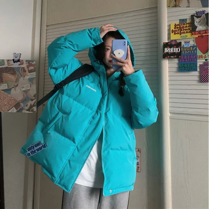Women Cotton Padded Overcoat 2023 New Korean Loose Solid Short Warm Streetwear Fashion Bubble Bread Coats Winter Thicken Jackets