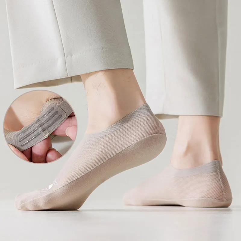 Mens Summer No-Show Socks - Thin Mesh Ankle Socks Sweat Absorbent Ultra-Thin Comfort