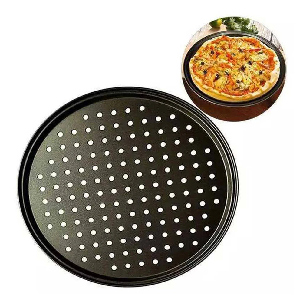 

Punched Pizza Pan Pizza Pan Baking Pan 24.5cm/28cm/32cm Size Perforated Pizza Pan Round Shape 1pc High Temperature Resistant