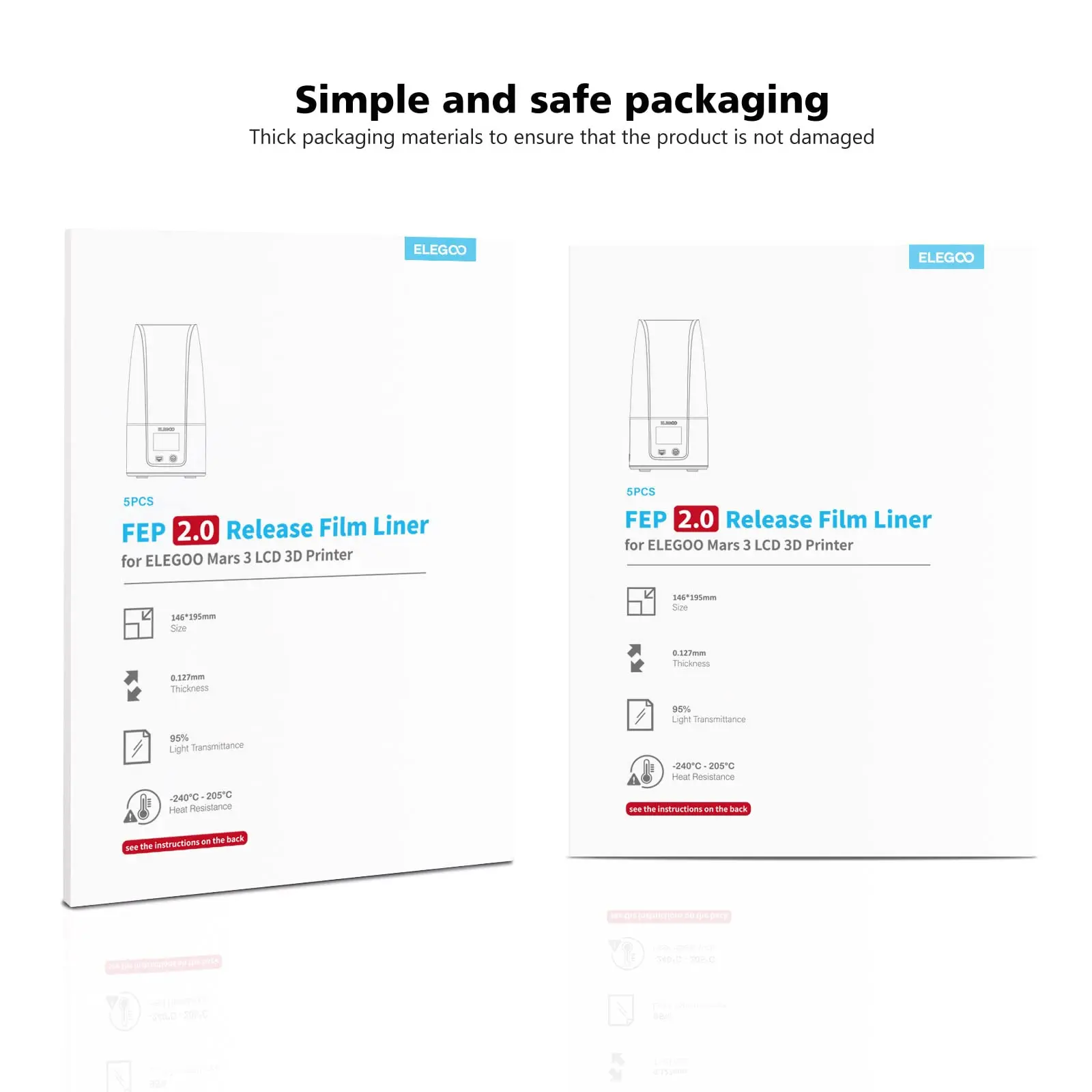 Elegoo 5Pcs Pfa Release Liner Film Con Spessore Di 0.127Mm E Funzionalità Di Rilascio Più Forte, Compatibile Mars 3 E Mars 3 Pro