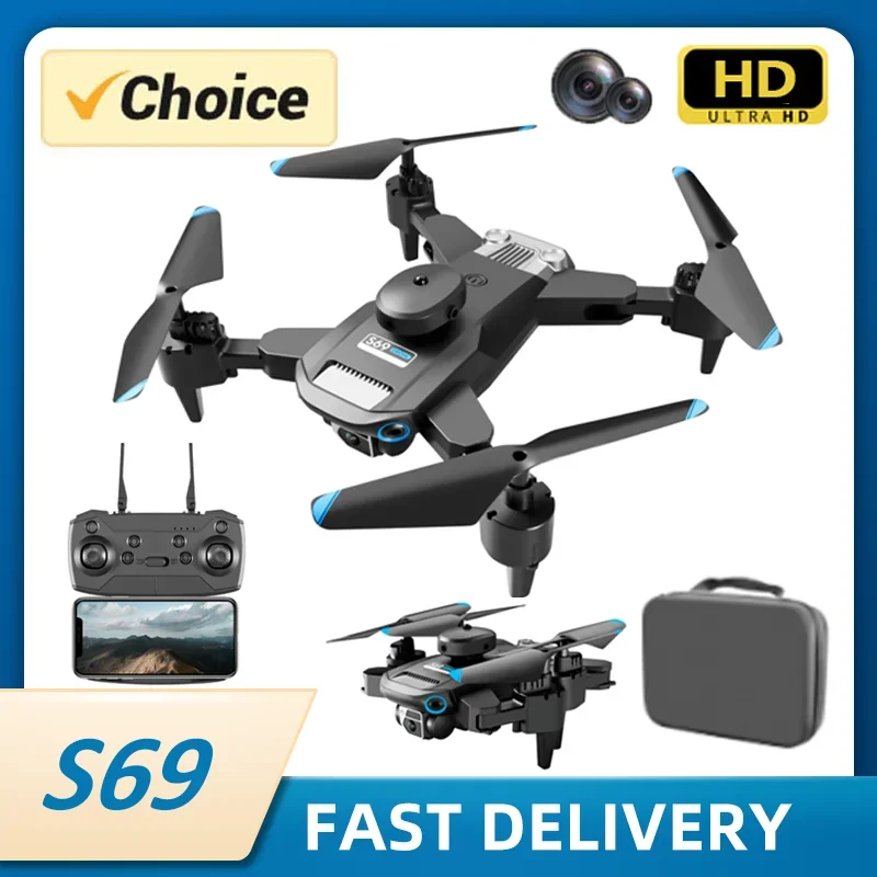 

2024 S69 remote control drone can fold the four axis aircraft WiFi FPV HD aerial air angle wide angle dual camera profession