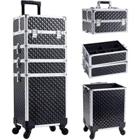4 in 1 Rolling Makeup Case Cosmetic Train Case Trolley Roll Travel Box for Makeup Artist, Hairstylists, Nail Tech Makeup Cart 1