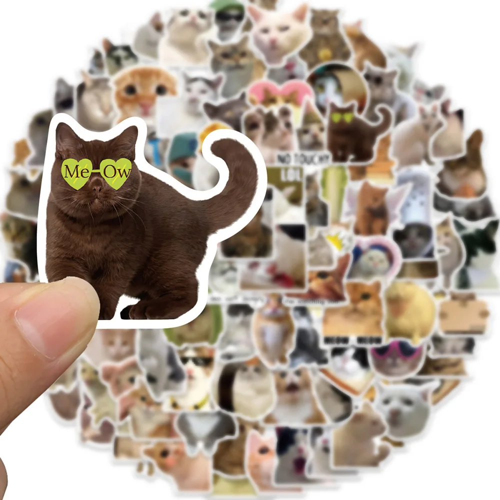 100/1000pcs Funny Cute Cat MEME Animals Stickers Kawaii Decals Scrapbooking Notebook Luggage Laptop Skateboard Sticker Toy