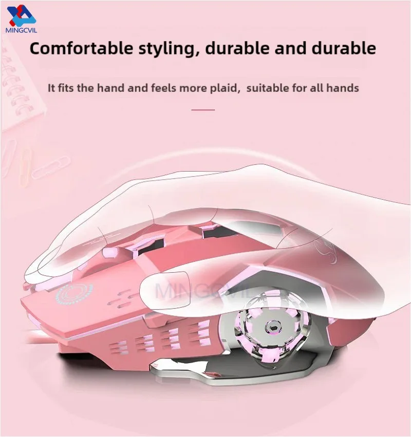 MINGCVIL Rechargeable Wireless Gaming Mouse Bluetooth USB Backlight