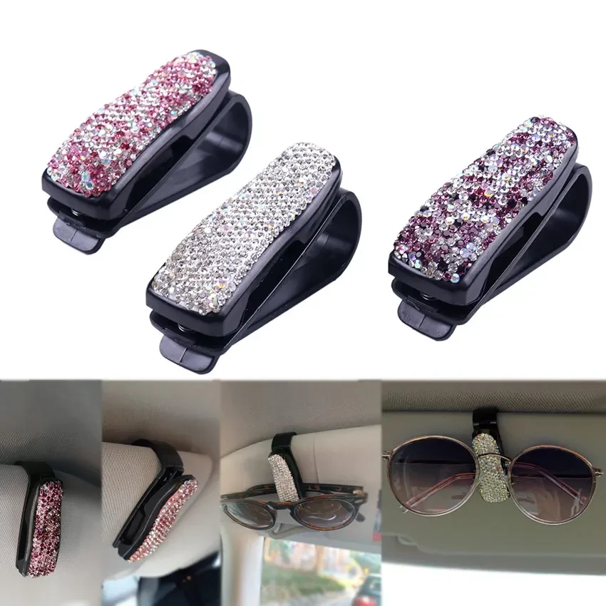 

1PC Rhinestone Diamond Decoration Clip Sun Visor Glasses Bracket Bill Clip Portable Sunglasses Eyeglasses Car Interior Supplies