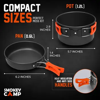 Camping Cookware Mess Kit Set with Stove - Backpacking Camping Pots and Pans Set All in One Non-Stick Camping Cooking Set Portab 2