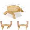 Foldable Couch Tray Wood Sofa Clip on Side Table for Wide Couches Arm Tray Clipon with Rotating Phone Holder 2