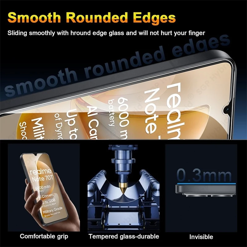 Clear Tempered Glass Case with 9H Screen Protector
