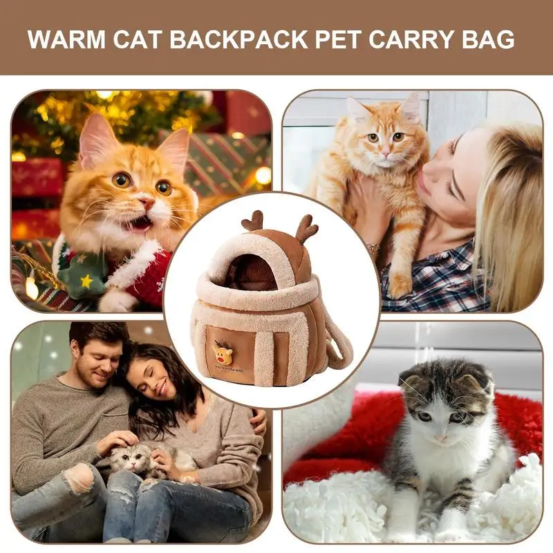 Warm Cat Carrier Bag Elk Design Pet Dog Carrier Front Pack Dog Front Breathable Pet Carry Bag For Puppies And Cats