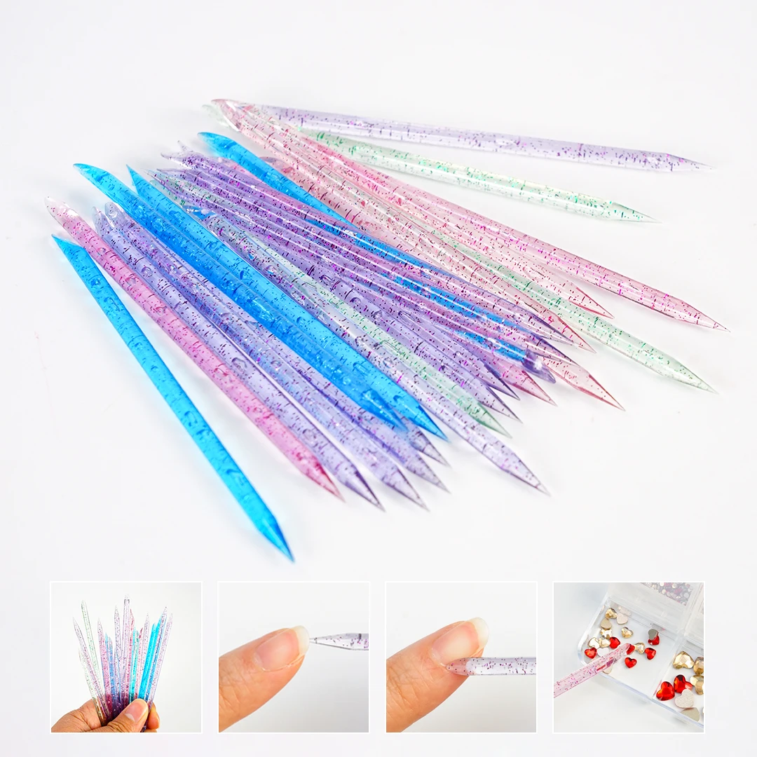 50Pcs Crystal Point Drill Rod Cuticle Pusher Manicure Glue Point Drill