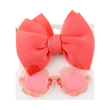 2022-04-19 Lioraitiin Girl's 2Pcs Accessories Set Fashion Flower Shape Sunglasses Bow Headband Birthday Gifts 3