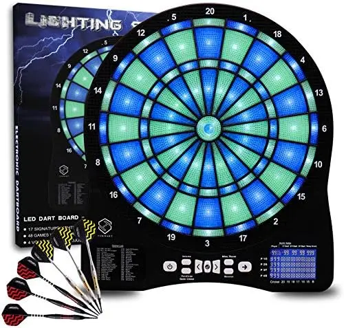 

Electronic Dart Board,13 inch Illuminated Segments Light Based Games Dartboard for Adults Tested Tough Segment for Enhanced Dur