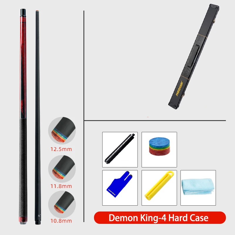 Demon Pool Cue Stick Black Shaft 10.8mm/11.8mm/13mm Tip Size Uni-Loc Joint With Pool Cue Case Set