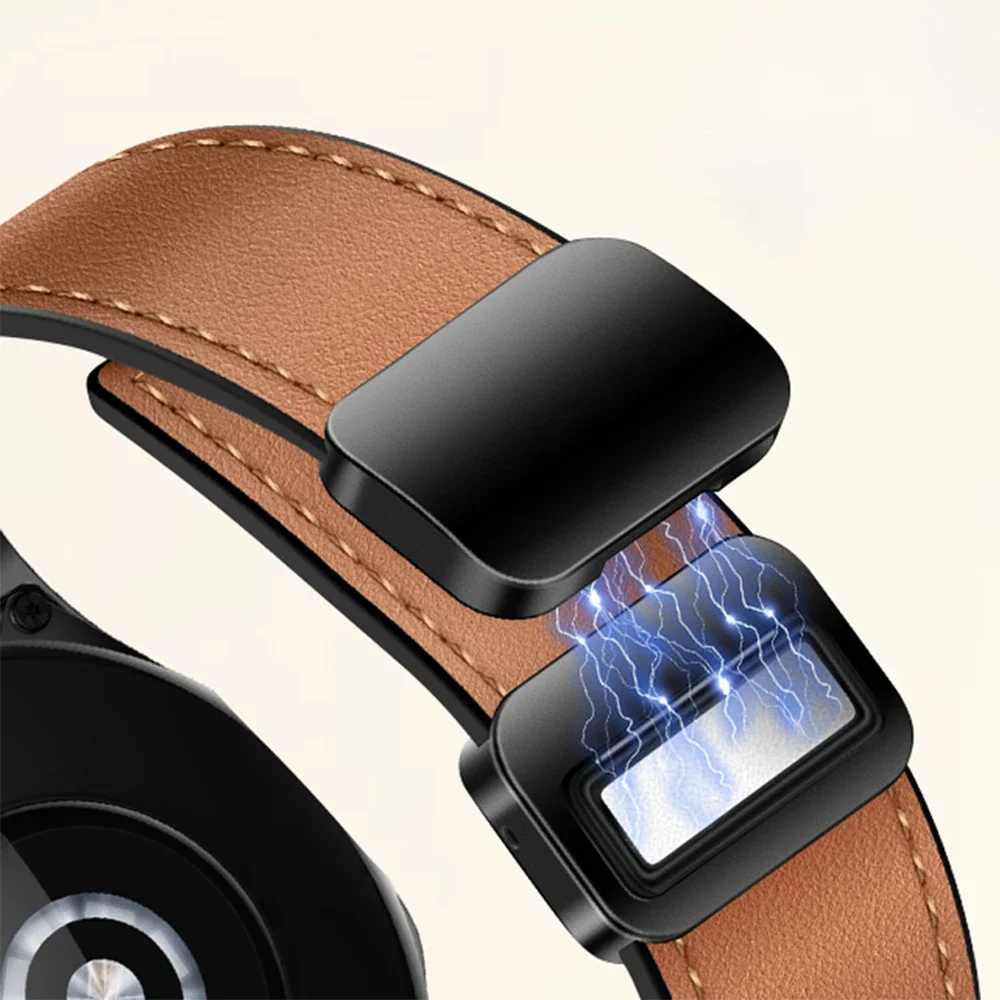 Premium Hybrid Silicone-Leather Strap with Magnetic Buckle, 20mm/22mm