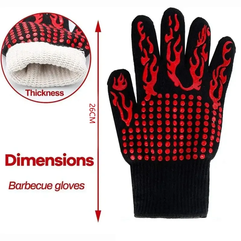 1pc Heat Resistant Oven Gloves-Cut Resistant, Non-Slip Silicone BBQ Gloves for Kitchen, Grill, Camping, and Cookware