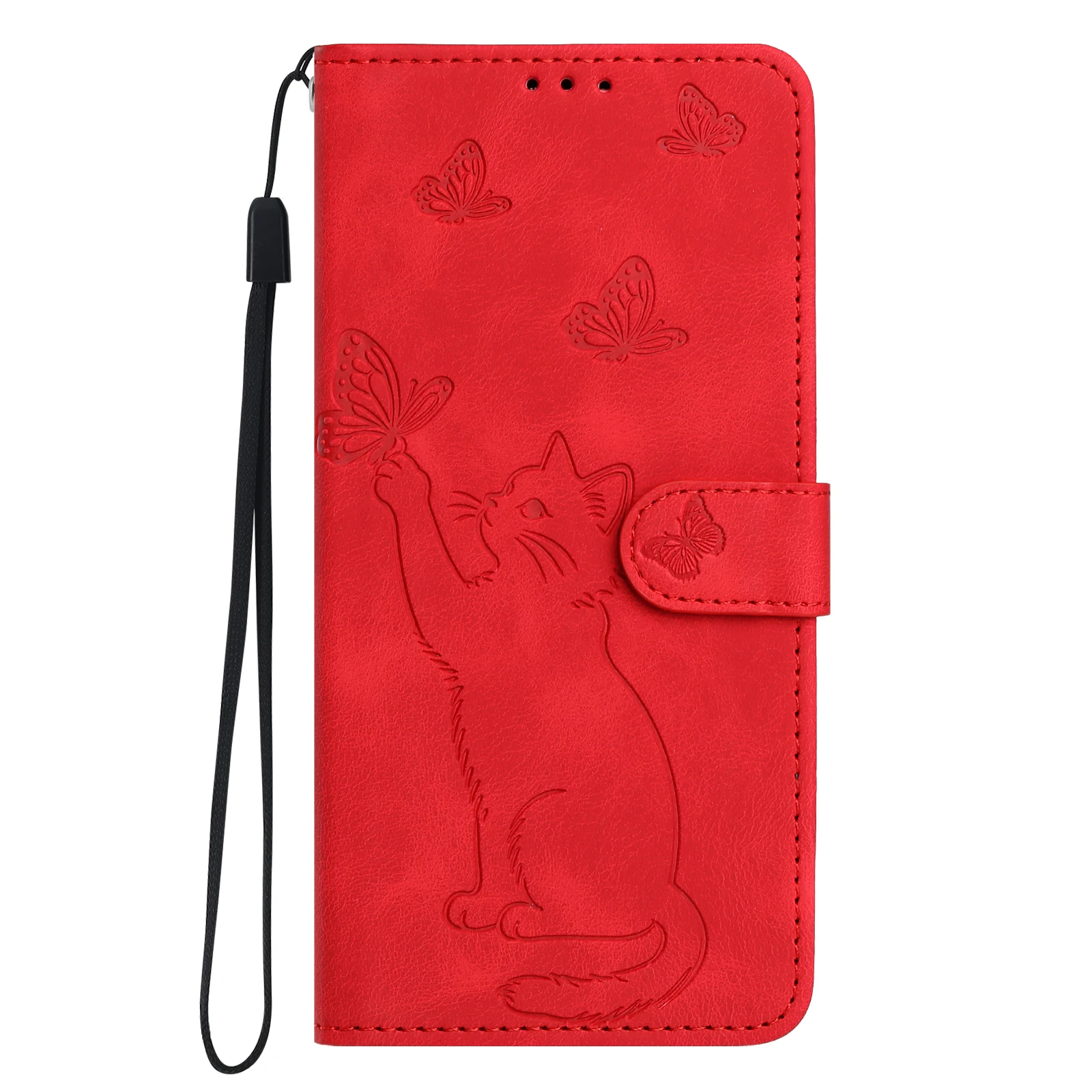 3D Cat Design Leather Flip Phone Case
