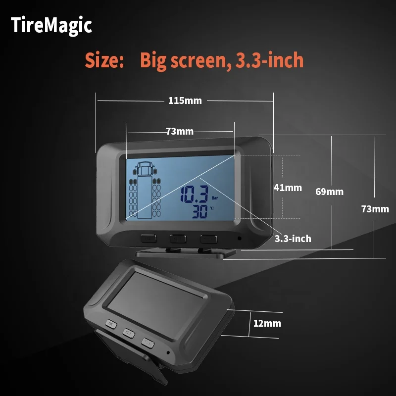 10 륜 Rs232 트럭 Tpms 공장 무선 타이어 압력 모니터링 시스템, 10 타이어