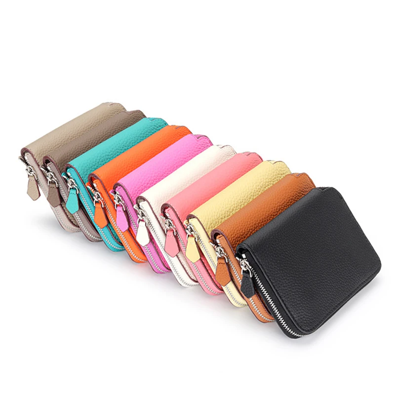 

Brand Design Genuine Leather Wallet Women's Top Layer Cowhide Leather Zipper Coin Wallet Multi Card Slots Fashion Short Purse