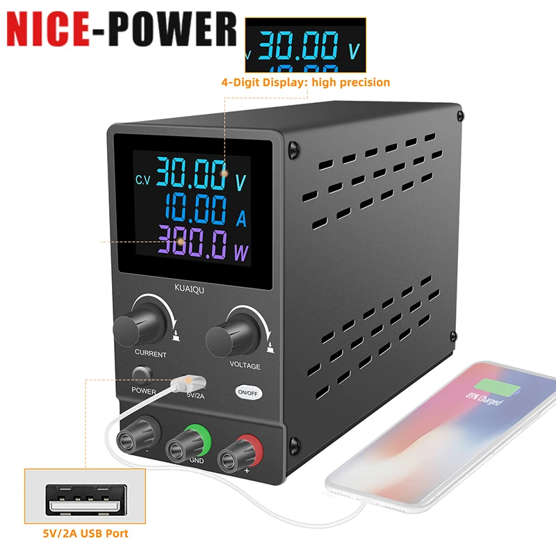

Nice-power Adjustable DC Laboratory 30V 10A Lab Power Supply Adjustable Voltage Regulator Stabilizer Switching Power Supply