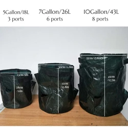 Versatile PE Grow Bags for Strawberries, Potatoes, and Vegetables - 5/7/10 Gallon Planter Containers (1pc)