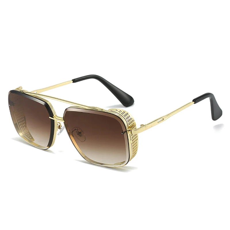 Gradient Double Beam Retro Sunshade Sunglasses Steampunk Glasses Men's Car Sunglasses 40005