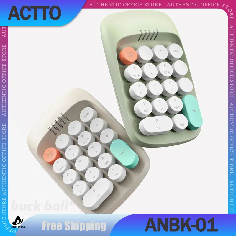 

Actto ANBK01 Keypad 2 Mode Bluetooth 2.4G Wireless Keyboard 18 Keys Customization Number pad For Pc Computer Accessories Gifts