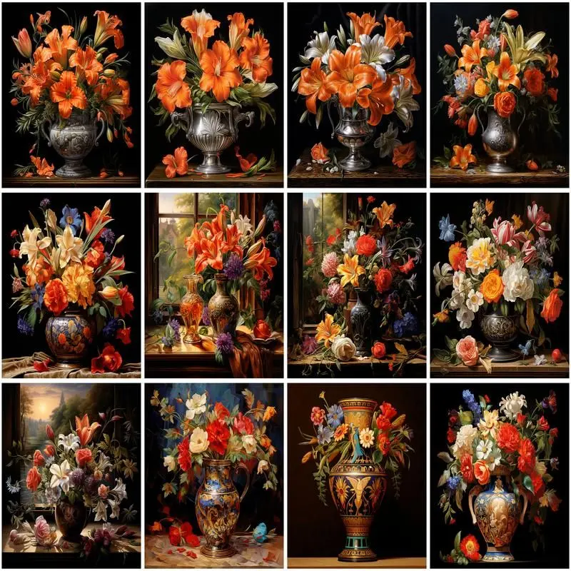 

CHENISTORY Paint By Number Classical Flowers Hand Painted Painting Drawing On Canvas Gift DIY Pictures By Numbers Kits Home Dec