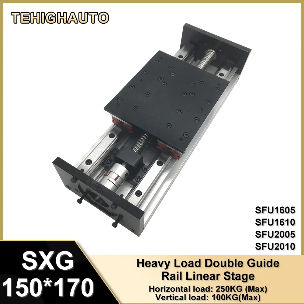 Heavy Duty Linear Actuator คู่ท่องเที่ยว HGR20 4 Sliders บล็อก SFU1605/1610/2005/SFU2010 100 ~ 1000 มม.เดี่ยวแกนหุ่นยนต์ 1