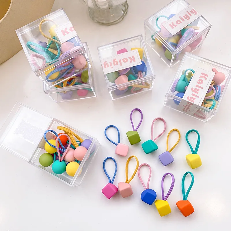 

2022 Box Girls Headband Small Leather Band Baby Cute Candy Colored Hair Accessories High Elastic Hair Rope Children's Hair Loop