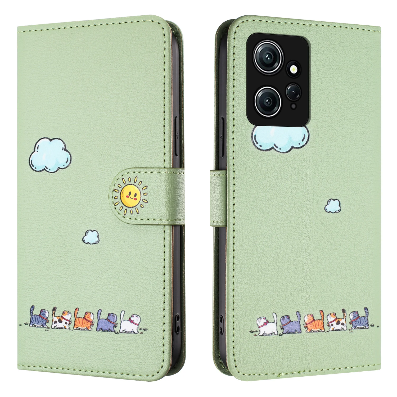 Leather Cat Design Flip Phone Wallet Case - Cute and Stylish Cover