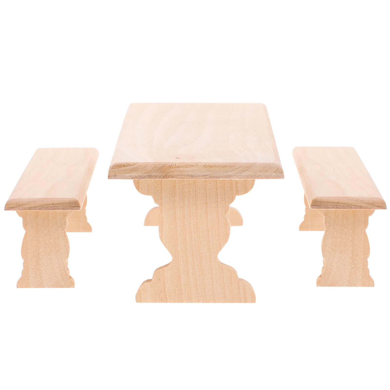 

Bench House Mini Furniture Model Decor Adornment Wooden Table Realistic Dolls