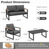 Metal Patio Conversation Sets with Washable and High-Resiliency Sponge Cushions, Garden Sofas 4