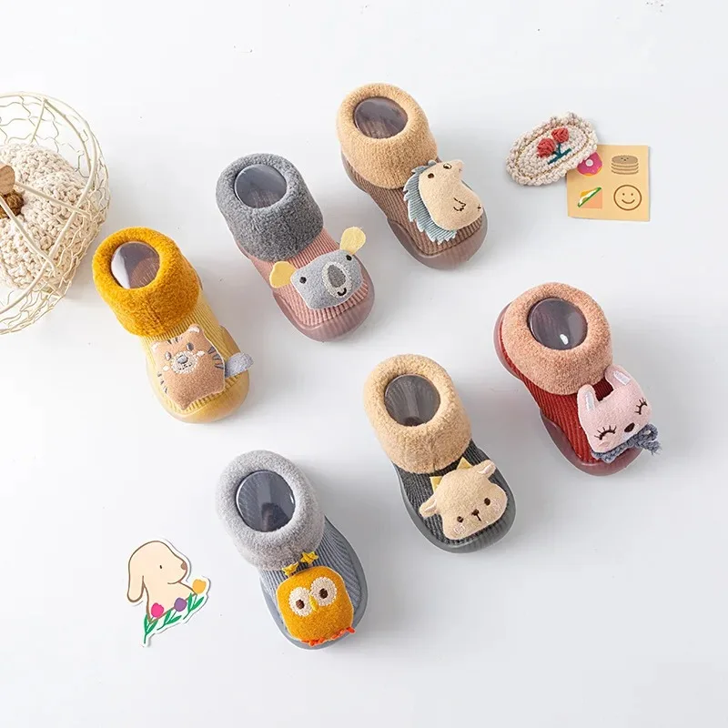 Winter Thickened Baby Toddler Shoes and Socks Men and Women Baby Floor Shoes Soft Bottom Indoor Non-slip Warm Children's Shoes