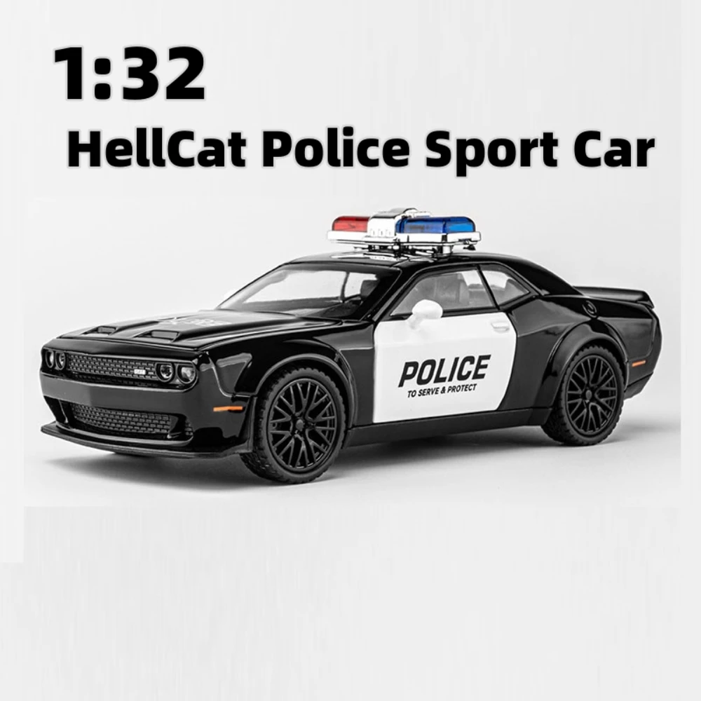 

1:32 Scale HellCat Police Sport Car Alloy Model Toy Metal Diecast Vehicle with Light Sound Pull Back Model for Kid Hobbies Gifts